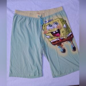Nickelodeon Green and Yellow Pajama Pants with SpongeBob Print Stripes Sleepwear
